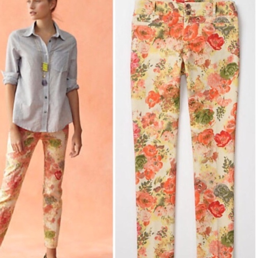 ANTHROPOLOGIE Floral Trousers